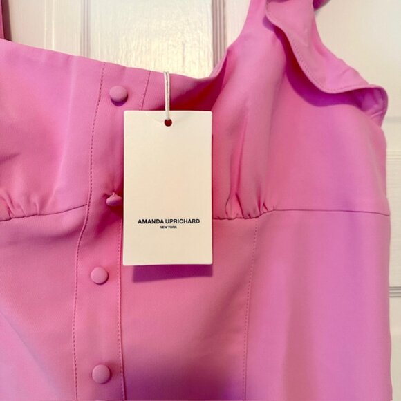New AMANDA UPRICHARD Pink Holland Dress Flutter Sleeve Size XS NWT - Picture 15 of 16